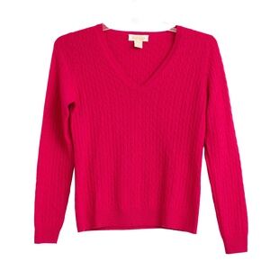 Cashmere Pink Cable knit Pull Over Sweater Size M‎ 100% 2 ply Cashmere Soft Top